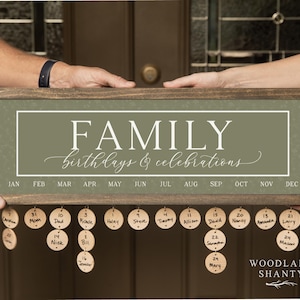Perpetual Family Birthdays and Celebrations Calendar, Family Birthday Board , Family Birthdays and Celebrations Board Sign Gift