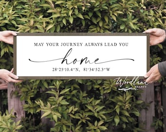 May Your Journey Always Lead You Home Sign, GPS coordinates sign