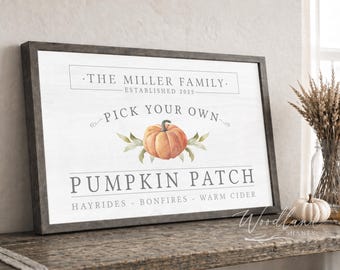 Personalized Pick Your Own Pumpkin Patch Sign, Personalized Fall Sign, Fall Decor, Modern Farmhouse Fall Decor, Fairytale Pumpkin Wall Art