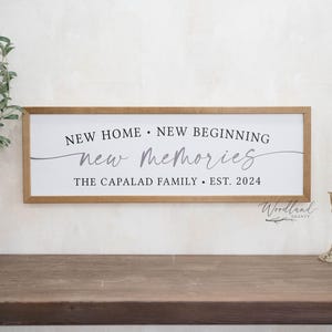 New Home Sign Personalized, New Home New Beginning Sign, Housewarming Gift, Personalized Home Sign, Custom Family Home Sign, New Home Gift