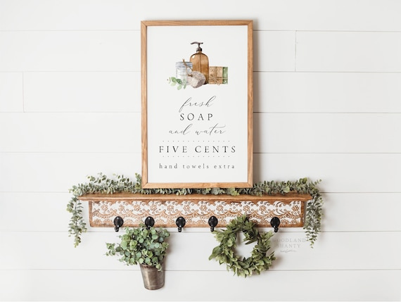 Fresh Soap and Water Sign | Farmhouse Bathroom Decor | Bathroom Decor