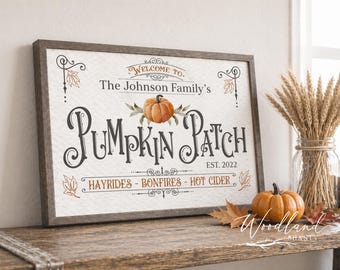 Personalized Pumpkin Patch Sign, Personalized Fall Sign, Fall Decor, Modern Farmhouse Fall Decor, Fairytale Pumpkin Wall Art, Fall Wall Art