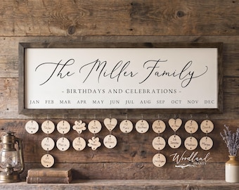 Personalized Family Name Birthday Board, Family Birthdays and Celebrations Board Sign | Custom Birthday Board Calendar Sign