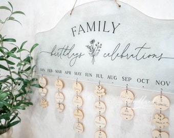 Perpetual Family Birthday Calendar Sign, Days to Remember Sign, Grandma Gift, Gift for Mom, Mother's Day Gift, French Contemporary Wall Art
