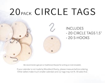 Birthday Calendar Circle Tags 1.5” with Hooks, Birthday Board Circle Discs, Additional Birthday Sign Tags for Birthday Board Signs