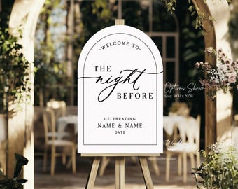 Wedding Rehearsal Dinner Sign, Welcome to the Night Before, Personalized Wedding Decor