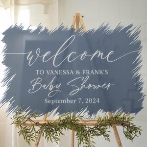 Welcome Baby Shower Sign, Brushed Acrylic Baby Shower Sign, Baby Shower Decor, Baby Shower Welcome Sign