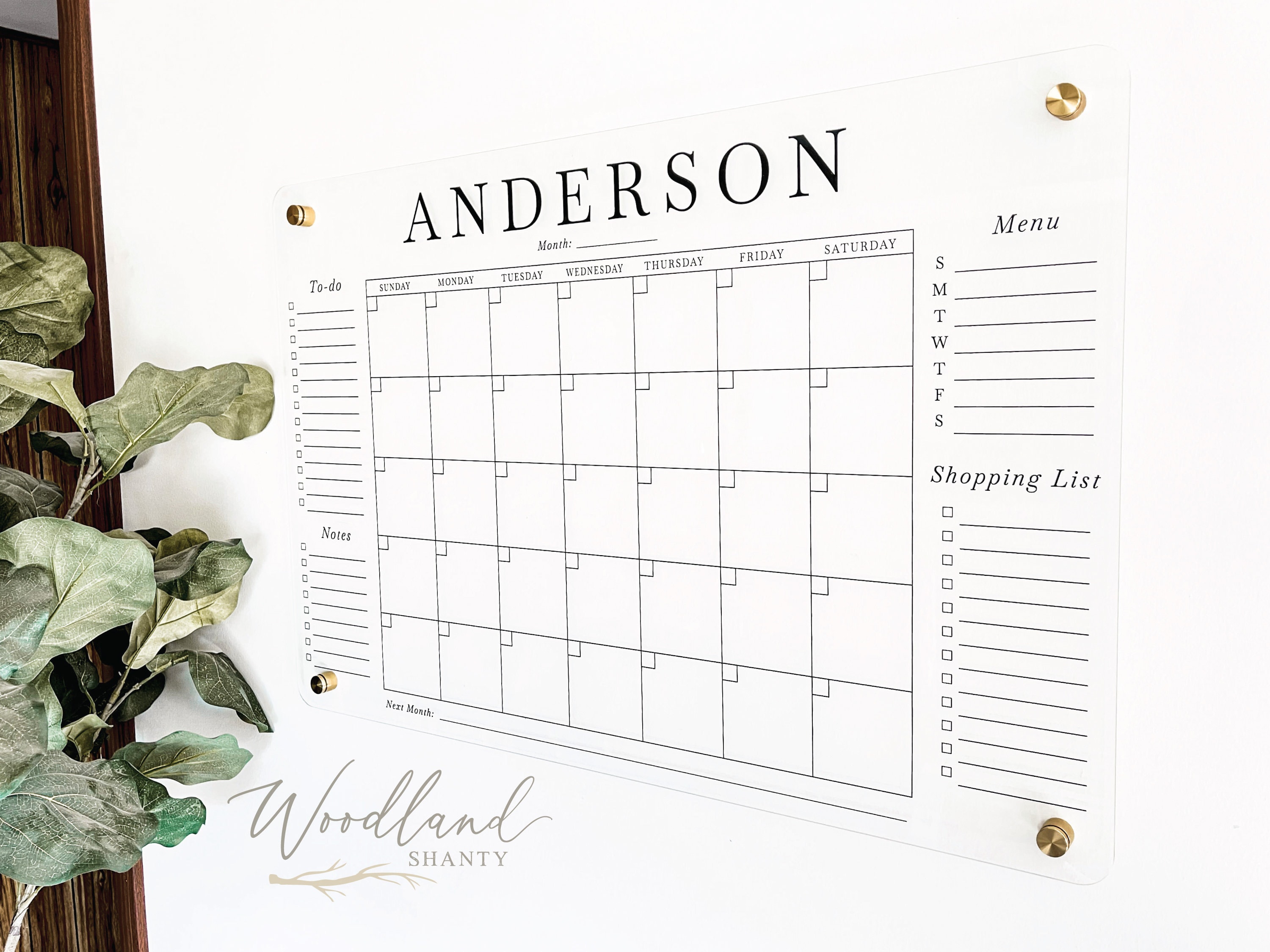 Acrylic Month Calendar, Monthly Dry Erase Wall Calendar, Personalized Calendar, Month Wall Calendar, Family Command Center Organization
