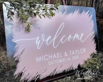 Welcome Wedding Sign, Personalized Welcome to our Wedding Sign, Brushed Acrylic Wedding Sign, Wedding Decor, Modern Wedding Welcome Sign