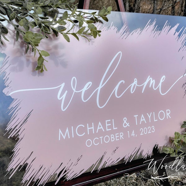 Welcome Wedding Sign, Personalized Welcome to our Wedding Sign, Brushed Acrylic Wedding Sign, Wedding Decor, Modern Wedding Welcome Sign