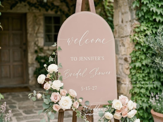 Personalized Arch Welcome to Bridal Shower Sign on Acrylic, Modern Minimalist Rustic Classic Custom Bridal Shower Decor