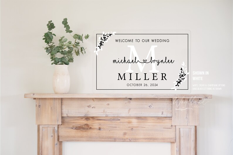 Welcome Wedding Sign, Personalized Welcome to our Wedding Sign, Brushed Acrylic Wedding Sign, Wedding Decor, Modern Wedding Welcome Sign image 5