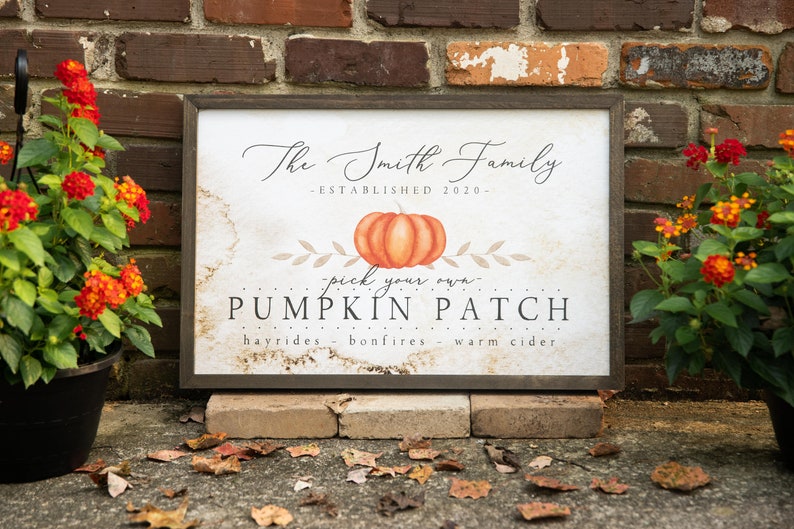 Pumpkin Patch Sign Personalized Fall Family Farm Pumpkin Sign image 7