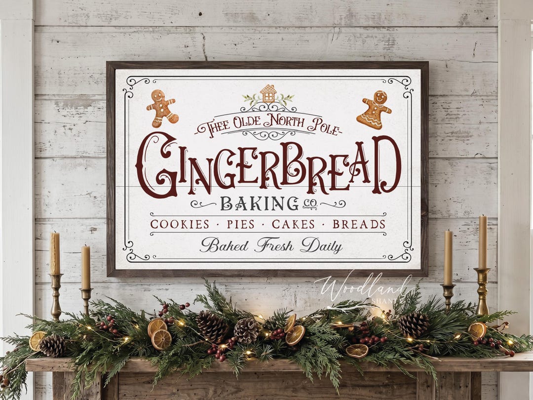 Gingerbread Baking Company Sign, Gingerbread Bakery Sign, North Pole ...