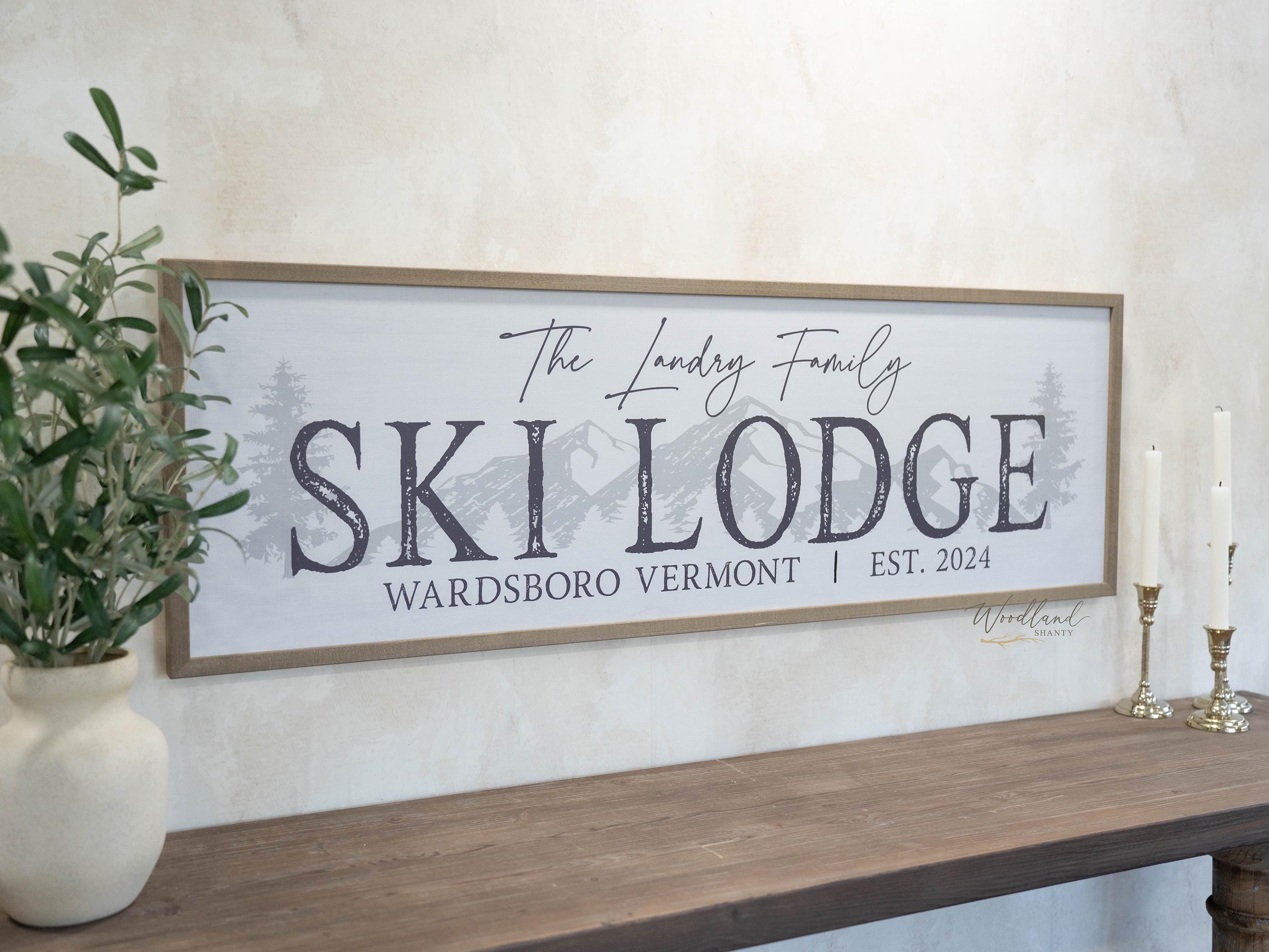 Personalized Ski Lodge Sign, Custom Ski Lodge Resort Sign, Ski Lodge Decor Wall Art