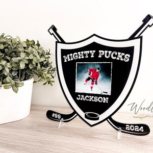 Hockey Player Award Plaque, Custom Personalized Hockey Team Trophy, Acrylic Award Plaque, Youth Kids Ice Hockey Team Gift Award with Photo