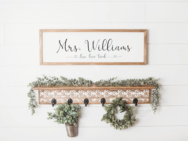 Teacher Sign Personalized, Farmhouse Classroom Decor, Teacher Name Sign image 1