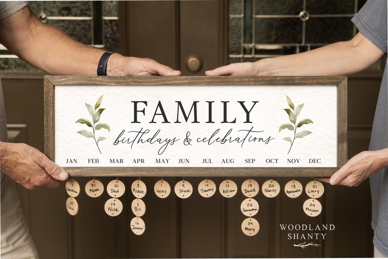 Perpetual Birthday Calendar, Family Birthday Board , Family Birthdays and Celebrations Board Sign, Birthday Board, Family Calendar Sign Gift
