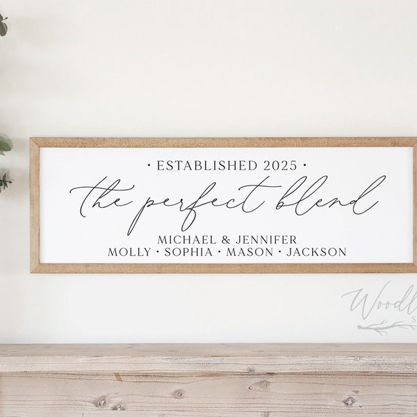 The Perfect Blend, Blended Family Framed Sign, Gift for Stepmom, Second Wedding Gift, Stepfamily Gift, Personalized Family Names Gift