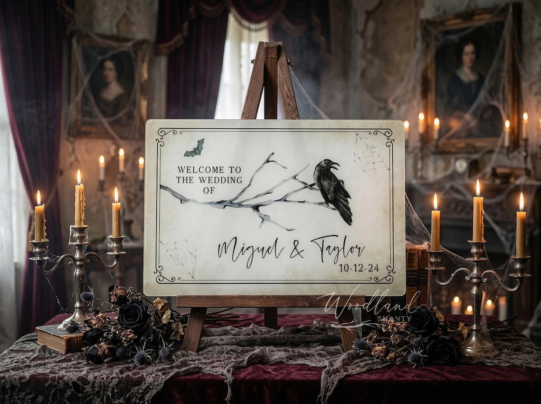Spooky Welcome Halloween Themed Wedding Sign, Personalized Gothic ...