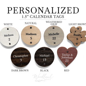 Personalized Birthday Calendar Tags, 1.5" Custom Birthday Board Tags, Personalized Family Birthday Board Tags, Anniversary and Pet Tags