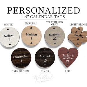 Personalized Birthday Calendar Tags, 1.5&quot; Custom Birthday Board Tags, Personalized Family Birthday Board Tags, Anniversary and Pet Tags