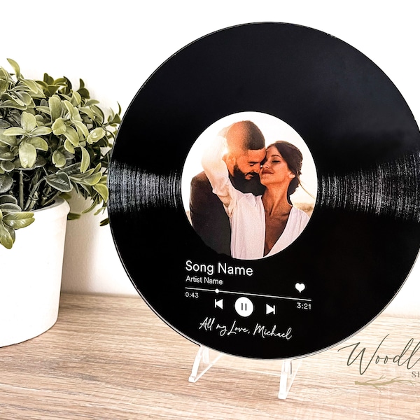 Acrylic Record Photo Song Sign Plaque, Custom Anniversary Gift, Gift for Spouse, Boyfriend Gift, Girlfriend Gift, Valentines Gift