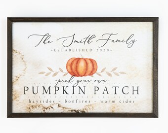 Pumpkin Patch Sign | Personalized Fall Family Farm Pumpkin Sign