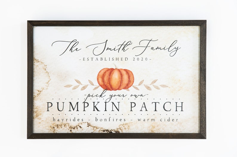 Pumpkin Patch Sign Personalized Fall Family Farm Pumpkin Sign image 1