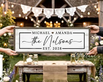 Regalo de boda personalizado enmarcado, letrero con el apellido de la pareja, regalo personalizado para despedida de soltera, inauguración de la casa o compromiso.