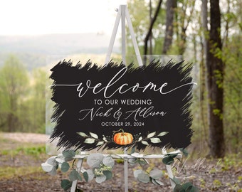 Fall Welcome To Our Wedding Sign, Personalized Fall Wedding Decor, Acrylic Wedding Welcome Sign, Fall Wedding Decor, Fall Wedding Decoration