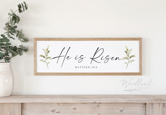 He is Risen Sign, He is Risen Wall Art, He is not Here for He is Risen, Matthew 28:6
