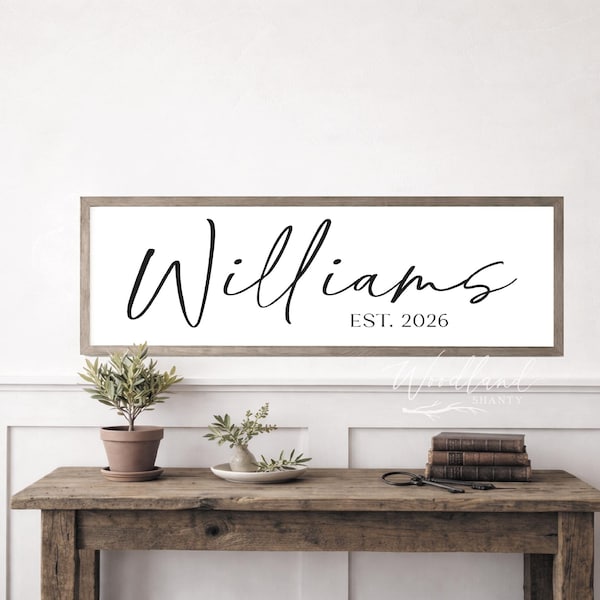 Personalized Last Name Sign with Established Year, Wedding Bridal Shower Gift, Housewarming Gift, Entryway Foyer Decor