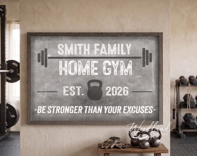 Personalized Home Gym Sign, Home Gym Decor, Inspirational Workout Room Wall Art