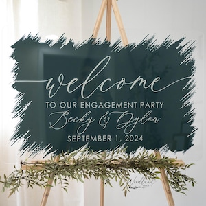Welcome to our Engagement Party Sign, Personalized Welcome Sign, Brushed Acrylic Party Sign, Wedding Decor, Modern Wedding Welcome Sign