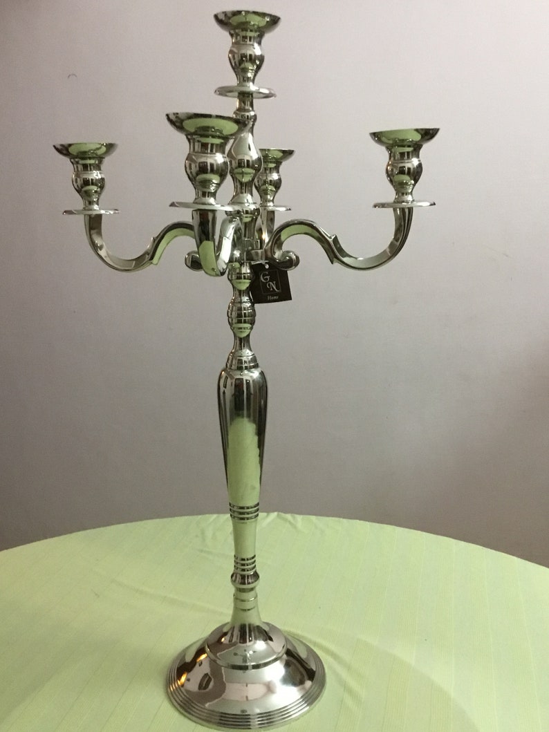 Stunning Decorative 5 Arm Candelabra in Nickel Finish 75x30x15 cm Modern ZAGN-7606-C