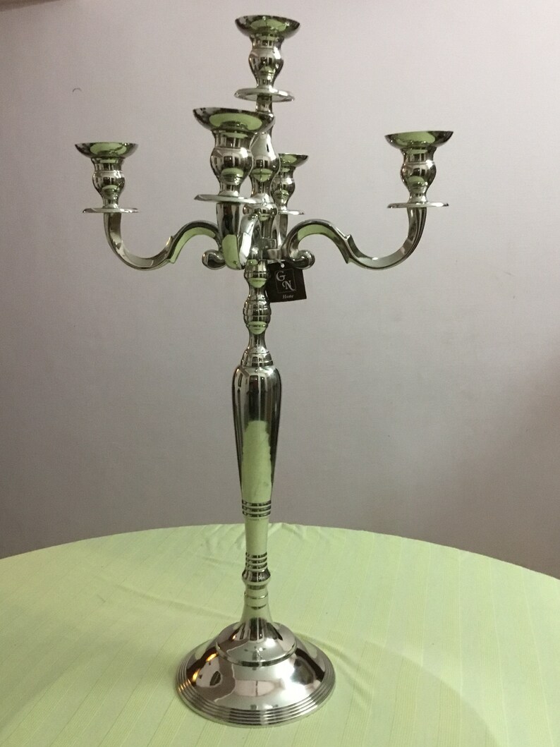 Stunning Decorative 5 Arm Candelabra in Nickel Finish 75x30x15 cm Modern ZAGN-7606-C