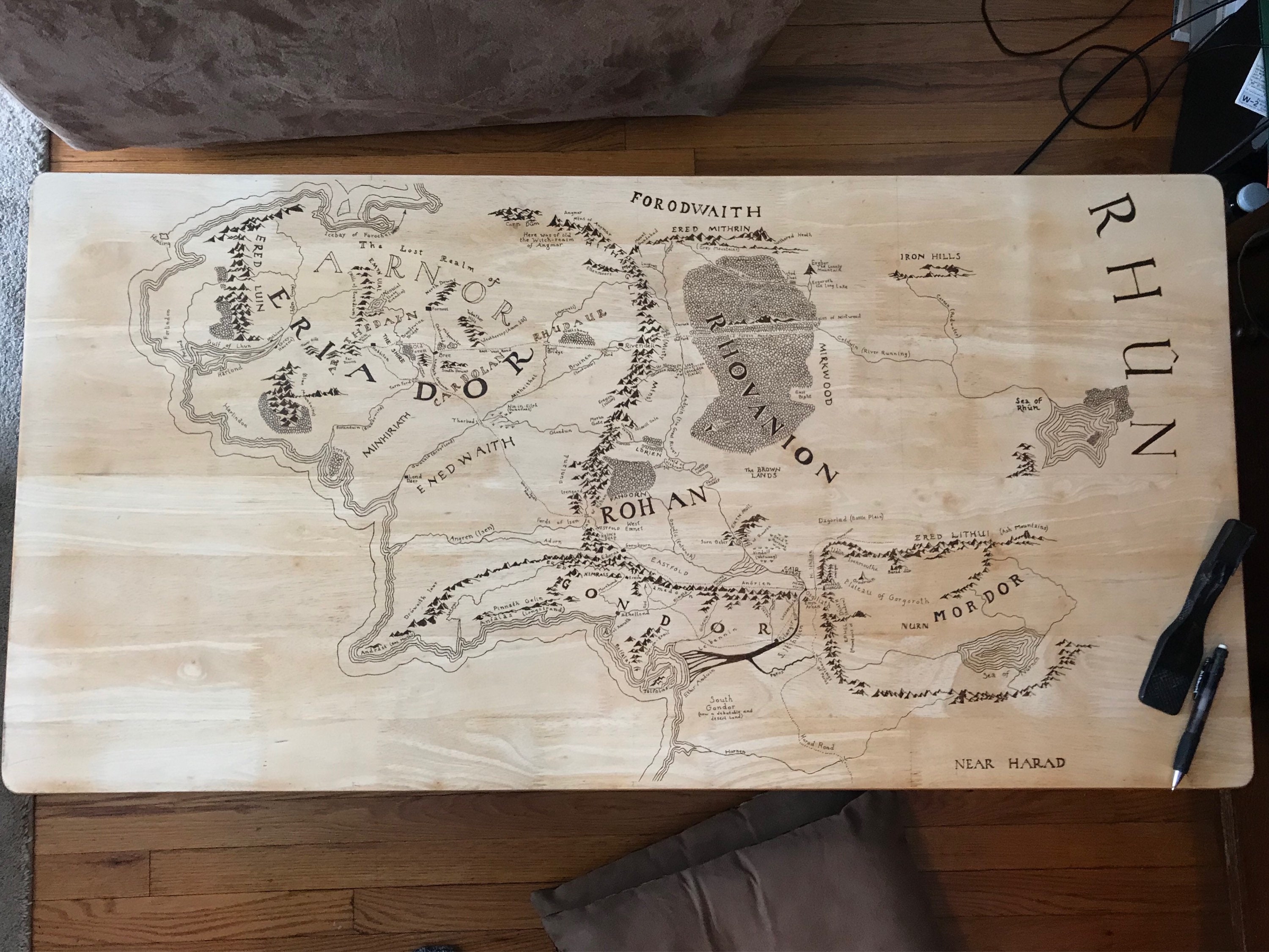 Lord Of The Rings Map Coffee Table Etsy