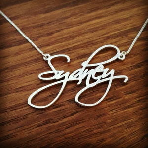 Collar de plata con mi nombre Sterling Silver Signature Name Collar Carta collar de celebridades nombre placa de navidad venta de Navidad