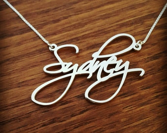 Sterling Silver Personalized Name Necklace: Sydney Style Script