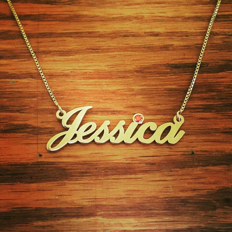 Gold Nameplate Necklace Solid 14 Karat Gold 14k 14ct 14 Carat Etsy