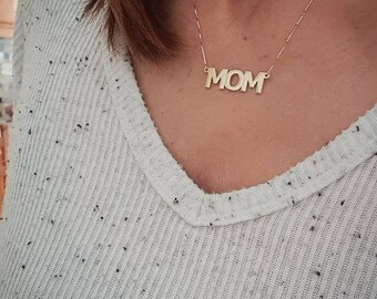 Gold Name Necklace: 18k Plated Sterling Silver, Block Letter