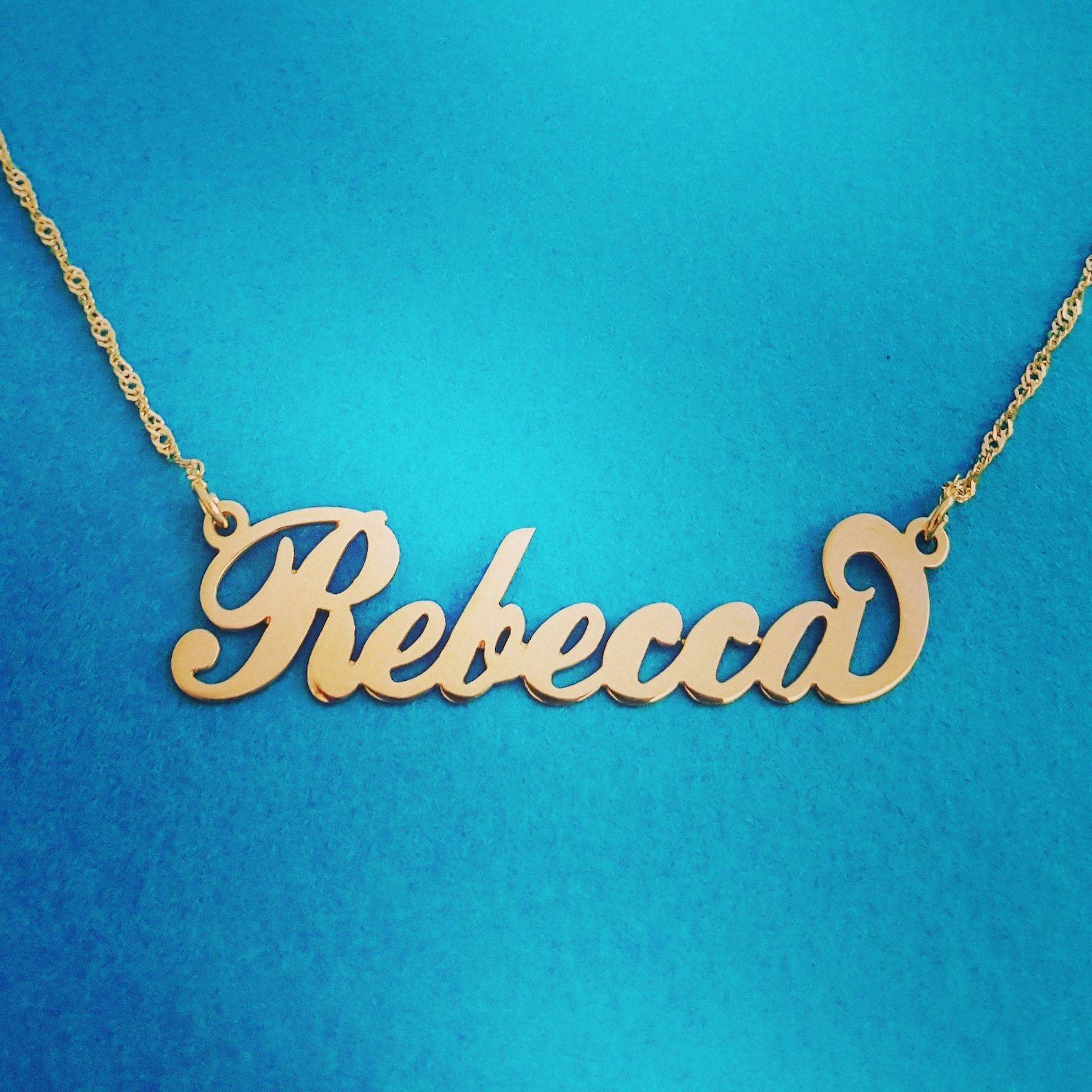 14k Gold Name Necklace Order Any Name Rebecca Style Name Etsy
