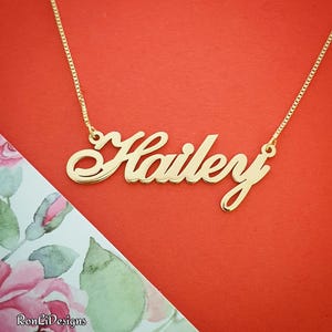 Großer Schreibschrift-Namensanhänger-personalisierter 14k Gelb oder Weißgold