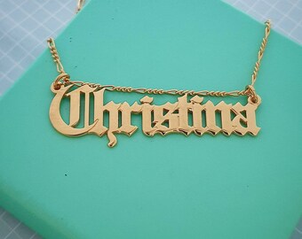 Name Necklace Gothic Old English Style Whole Standard Chain 18k Gold Plated Christina Style