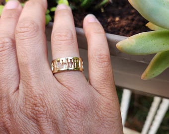 Anillo hebreo de oro de 14 quilates - Josué 24:15 - Joyería religiosa