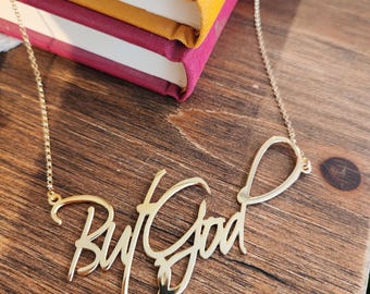 Collar ButGod: Colgante grande con placa de identificación en plata de ley o oro