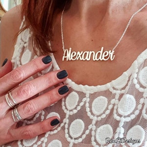 Très grand collier plaque signalétique unique en argent sterling