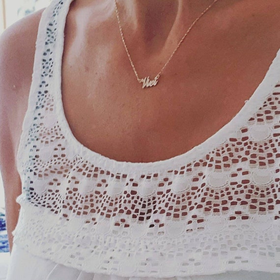 Small Gold Name Necklace Tiny Real 14k Gold Nameplate Chain Etsy UK
