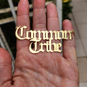 Double Word STACKED 18k Gold Plated Old English Necklace Two Names